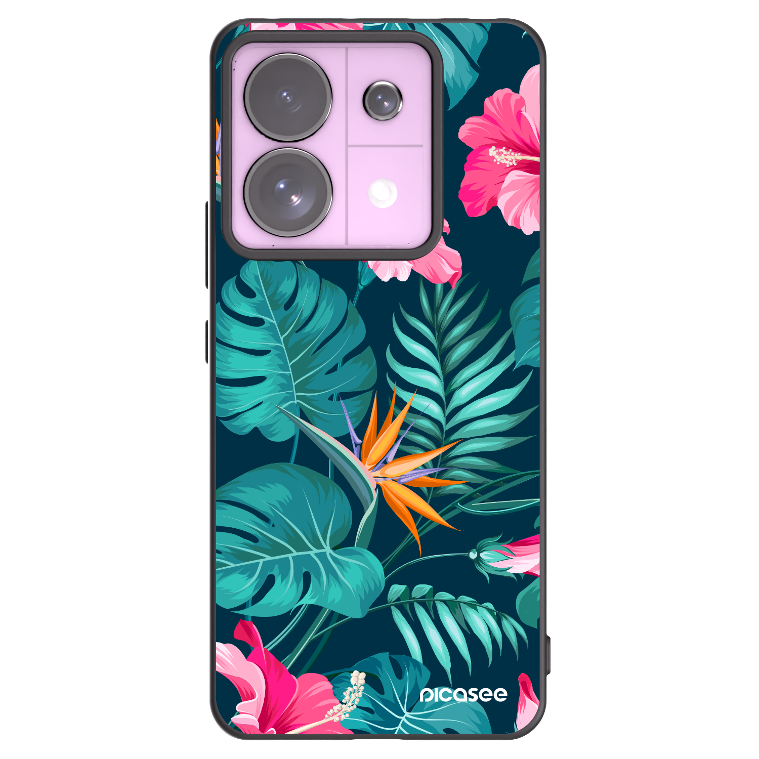 Picasee Μαύρη θήκη σιλικόνης για Xiaomi Redmi Note 13 Pro 5G - Pink Monstera