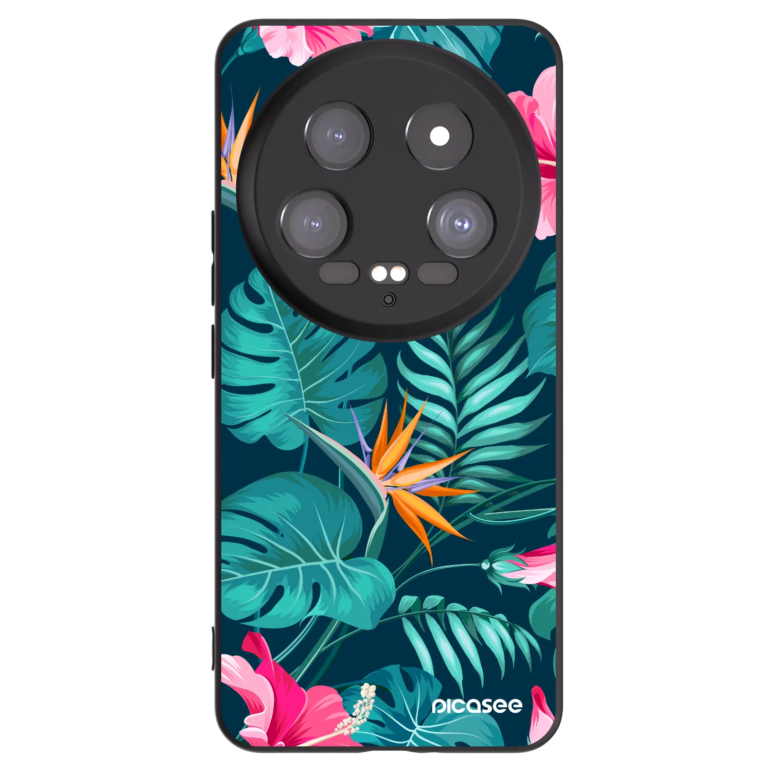 Picasee Μαύρη θήκη σιλικόνης για Xiaomi 14 Ultra - Pink Monstera