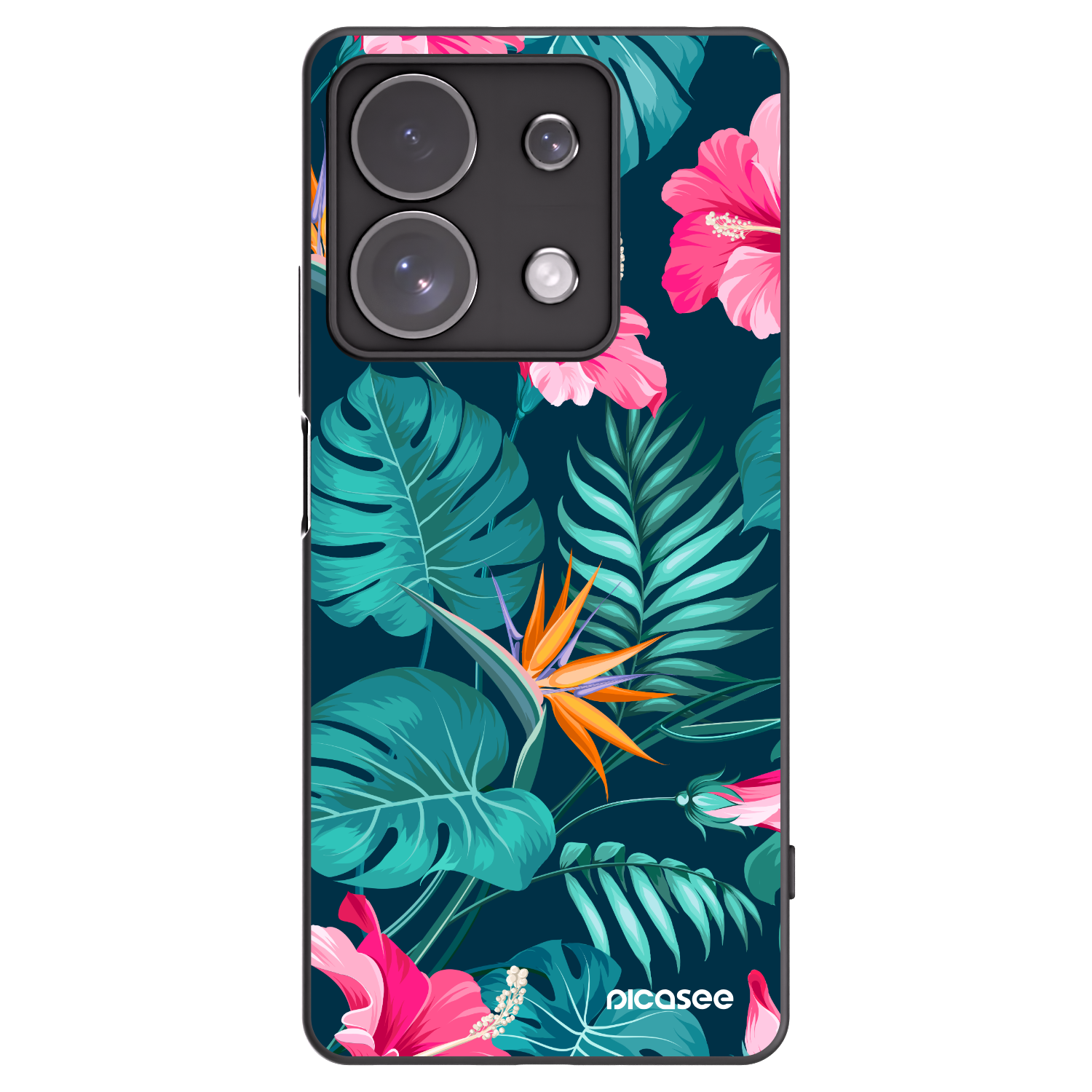 Picasee Μαύρη θήκη σιλικόνης για Xiaomi Redmi Note 13 Pro 4G - Pink Monstera