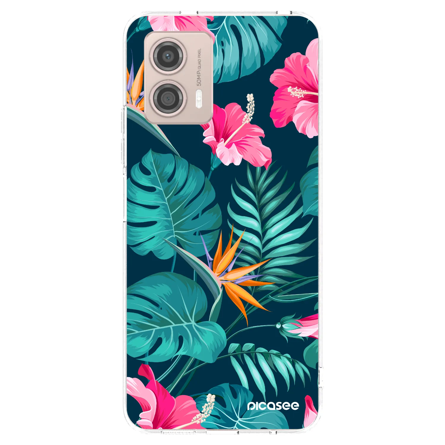 Picasee διαφανής θήκη σιλικόνης Motorola Moto G53 5G - Pink Monstera