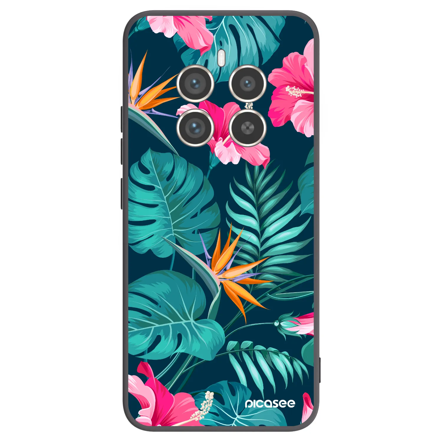 Picasee Μαύρη θήκη σιλικόνης για Realme 12 Pro 5G - Pink Monstera