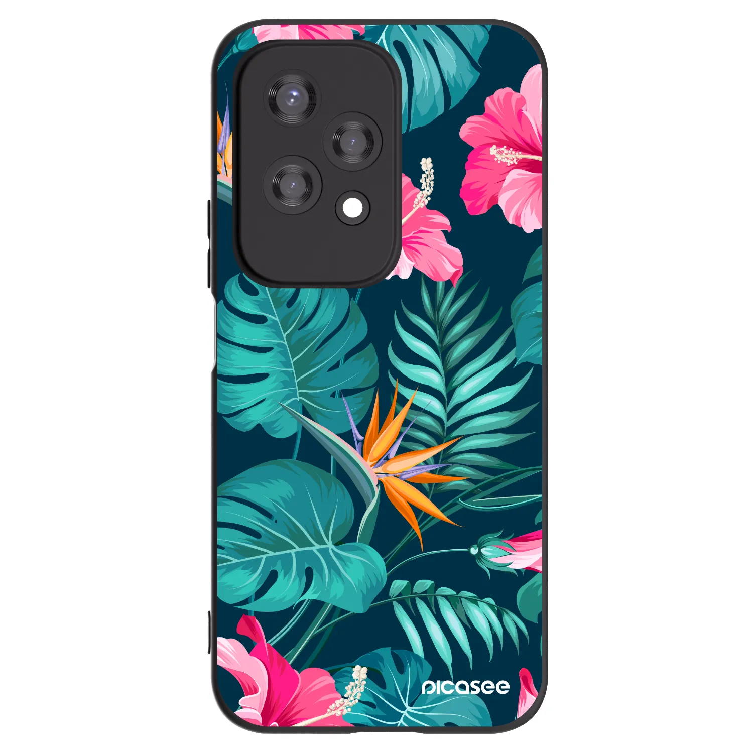 Picasee Μαύρη θήκη σιλικόνης για Honor 200 Lite - Pink Monstera