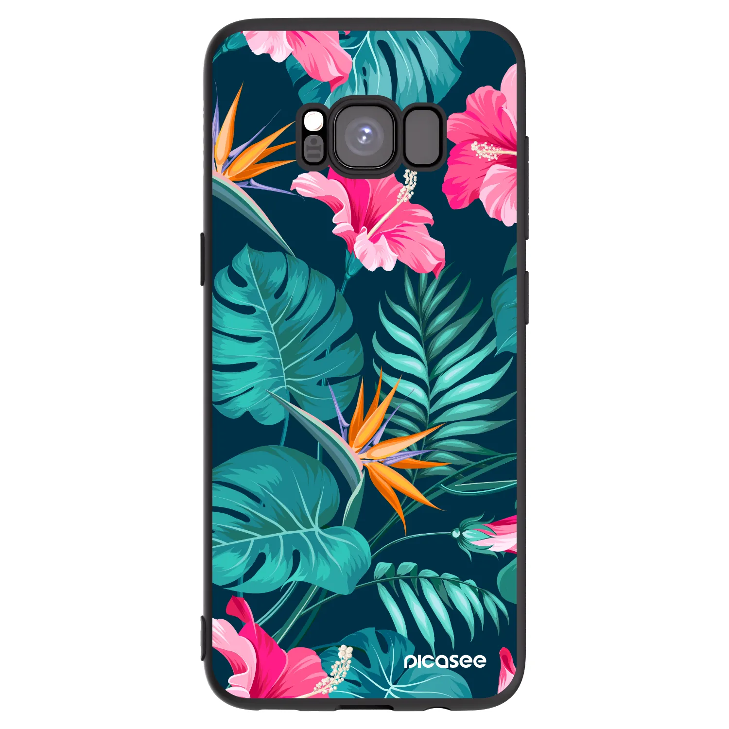 Picasee Μαύρη θήκη σιλικόνης για Samsung Galaxy S8 G950F - Pink Monstera