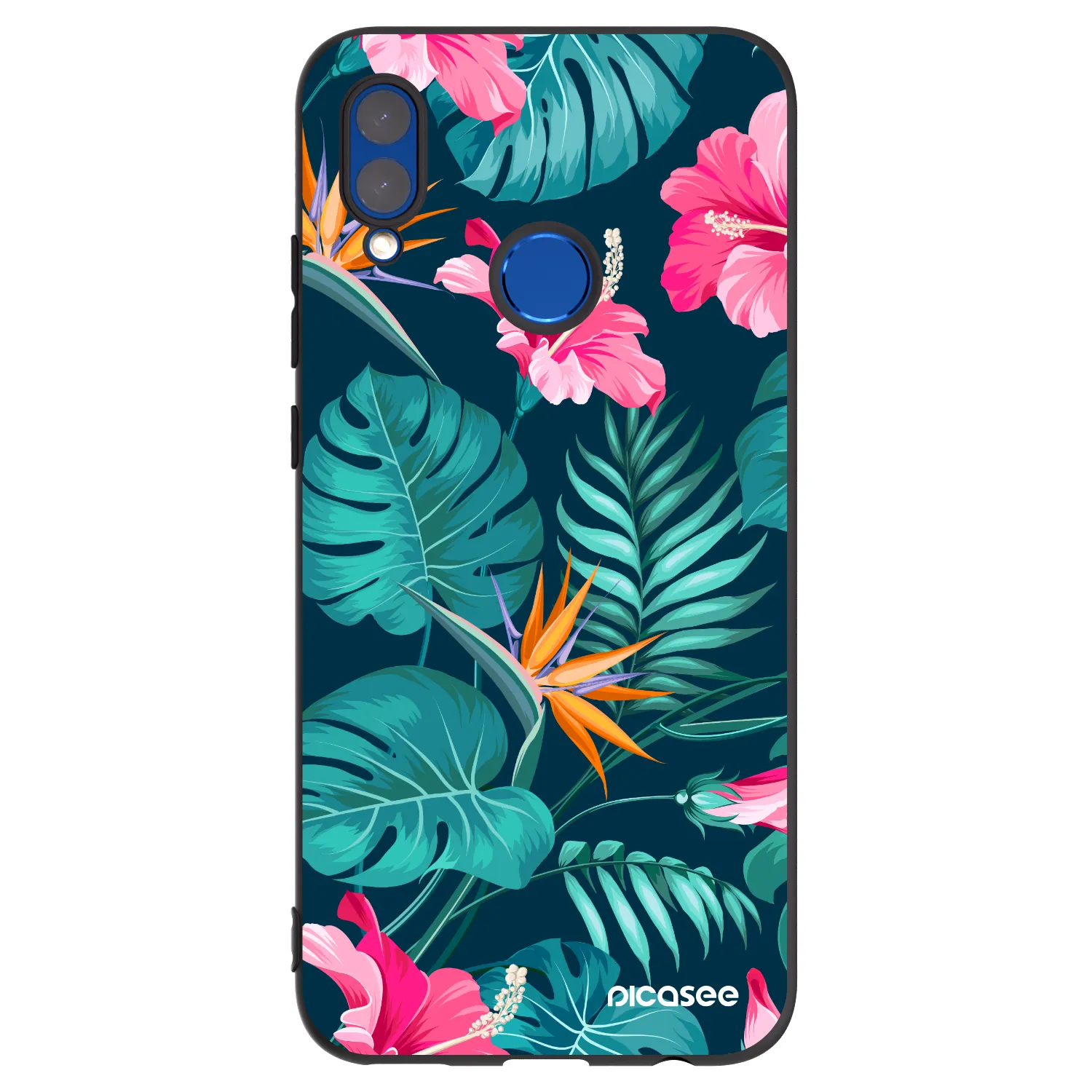 Picasee Μαύρη θήκη σιλικόνης για Honor 10 Lite - Pink Monstera