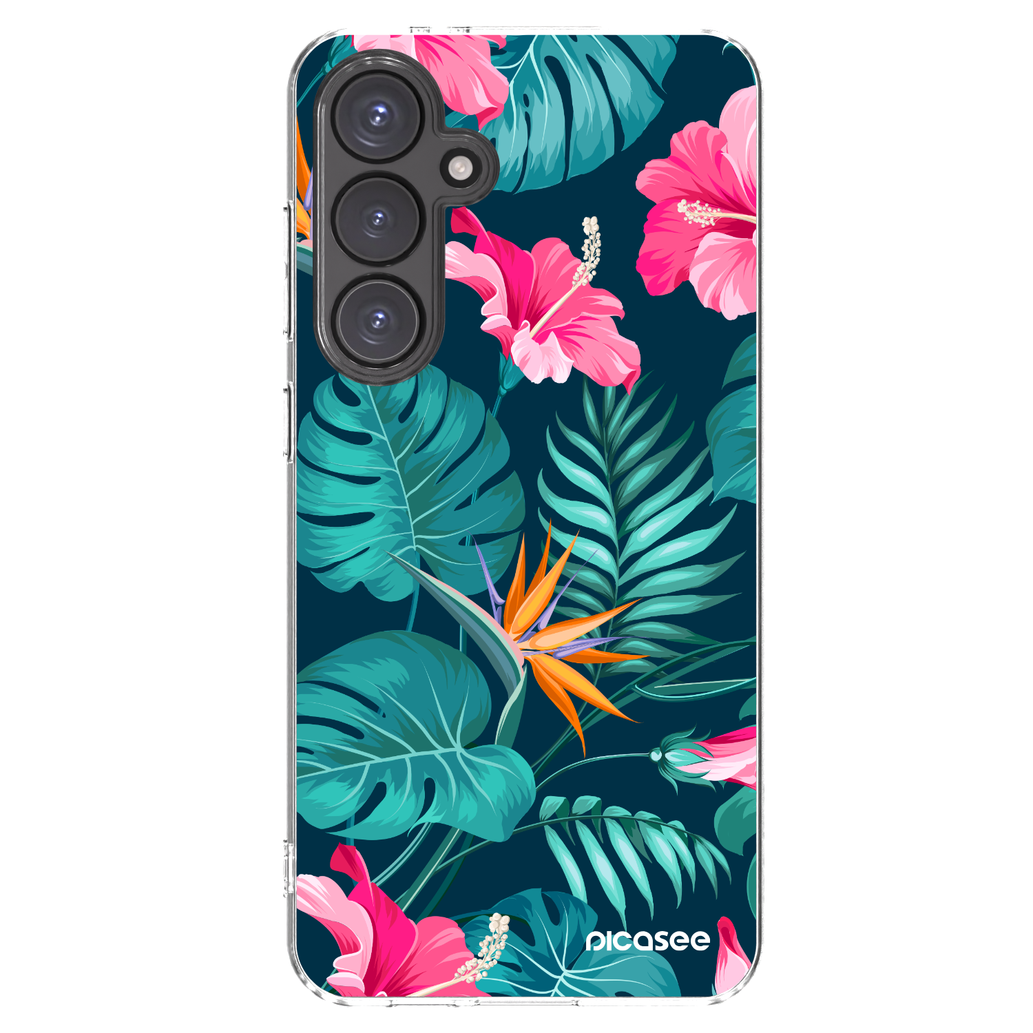 Picasee διαφανής θήκη σιλικόνης Samsung Galaxy S24 FE S721B - Pink Monstera