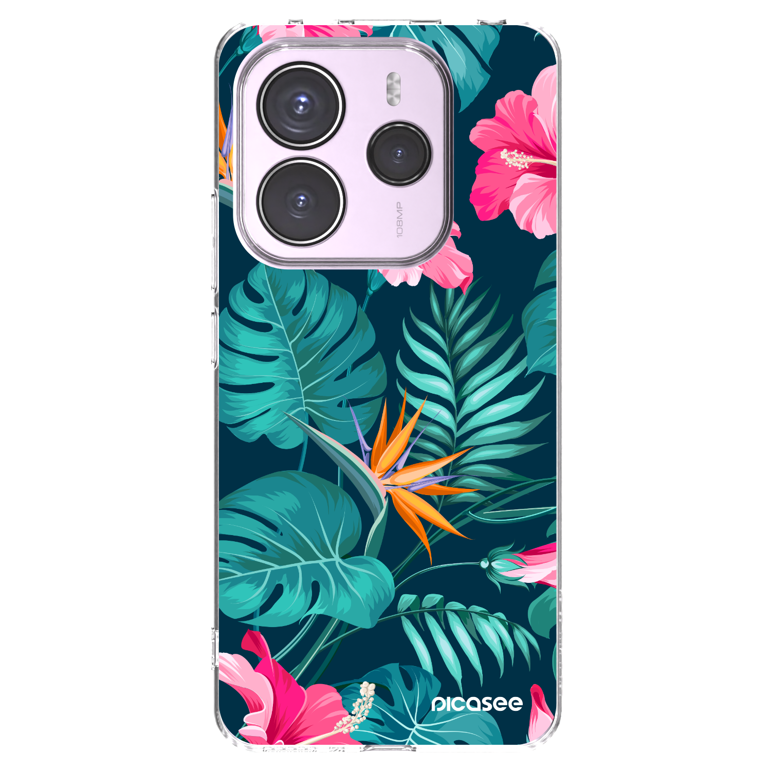 Picasee διαφανής θήκη σιλικόνης Xiaomi Redmi Note 14 5G - Pink Monstera