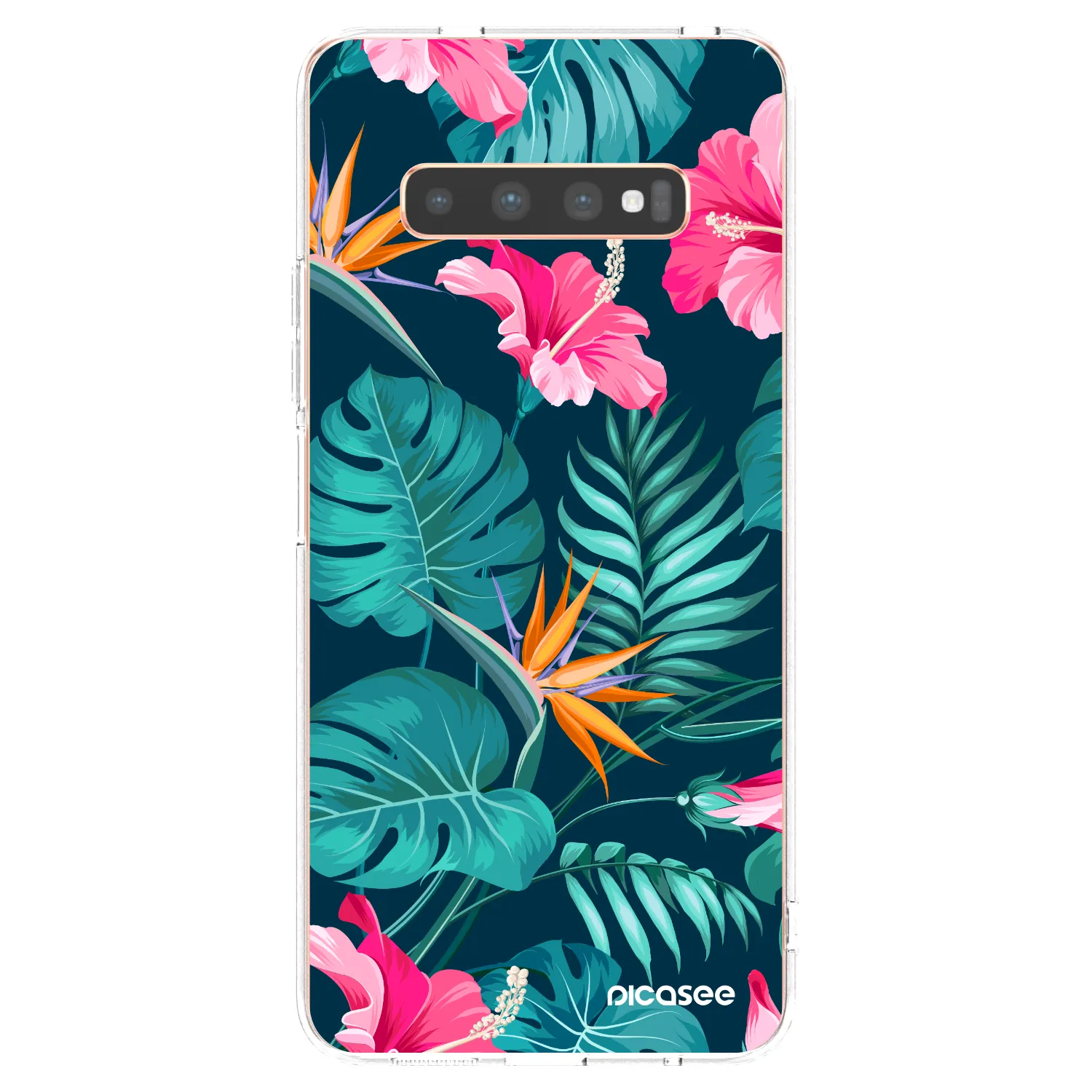 Picasee διαφανής θήκη σιλικόνης Samsung Galaxy S10 Plus G975 - Pink Monstera