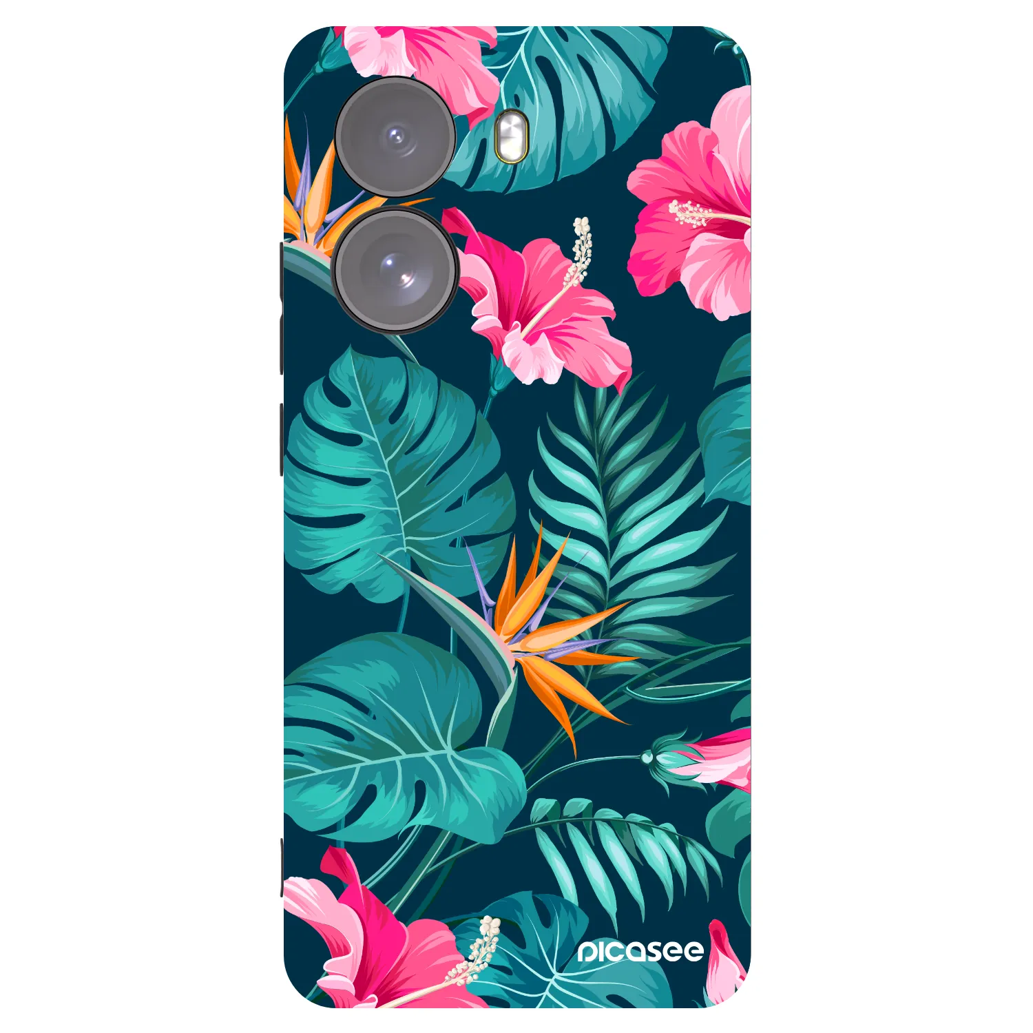 Picasee Μαύρη θήκη σιλικόνης για Xiaomi Poco X7 - Pink Monstera