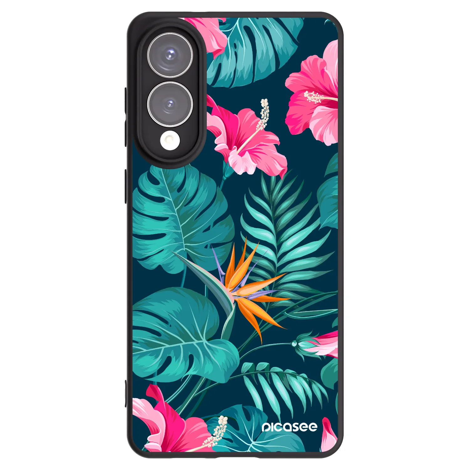 Picasee Μαύρη θήκη σιλικόνης για Samsung Galaxy S25 Edge 5G - Pink Monstera
