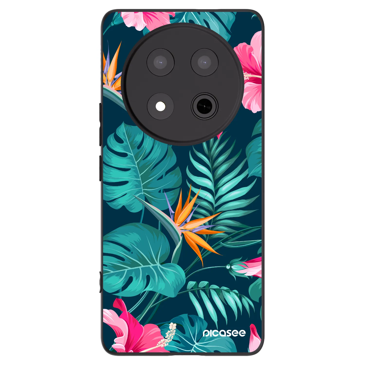 Picasee Μαύρη θήκη σιλικόνης για Honor Magic7 Lite 5G - Pink Monstera
