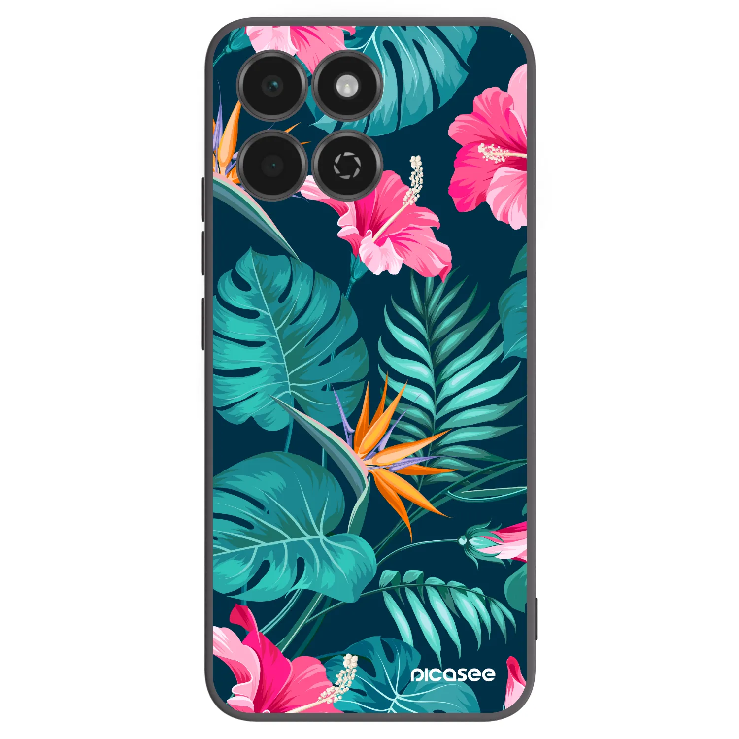 Picasee Μαύρη θήκη σιλικόνης για Honor 200 Smart 5G - Pink Monstera