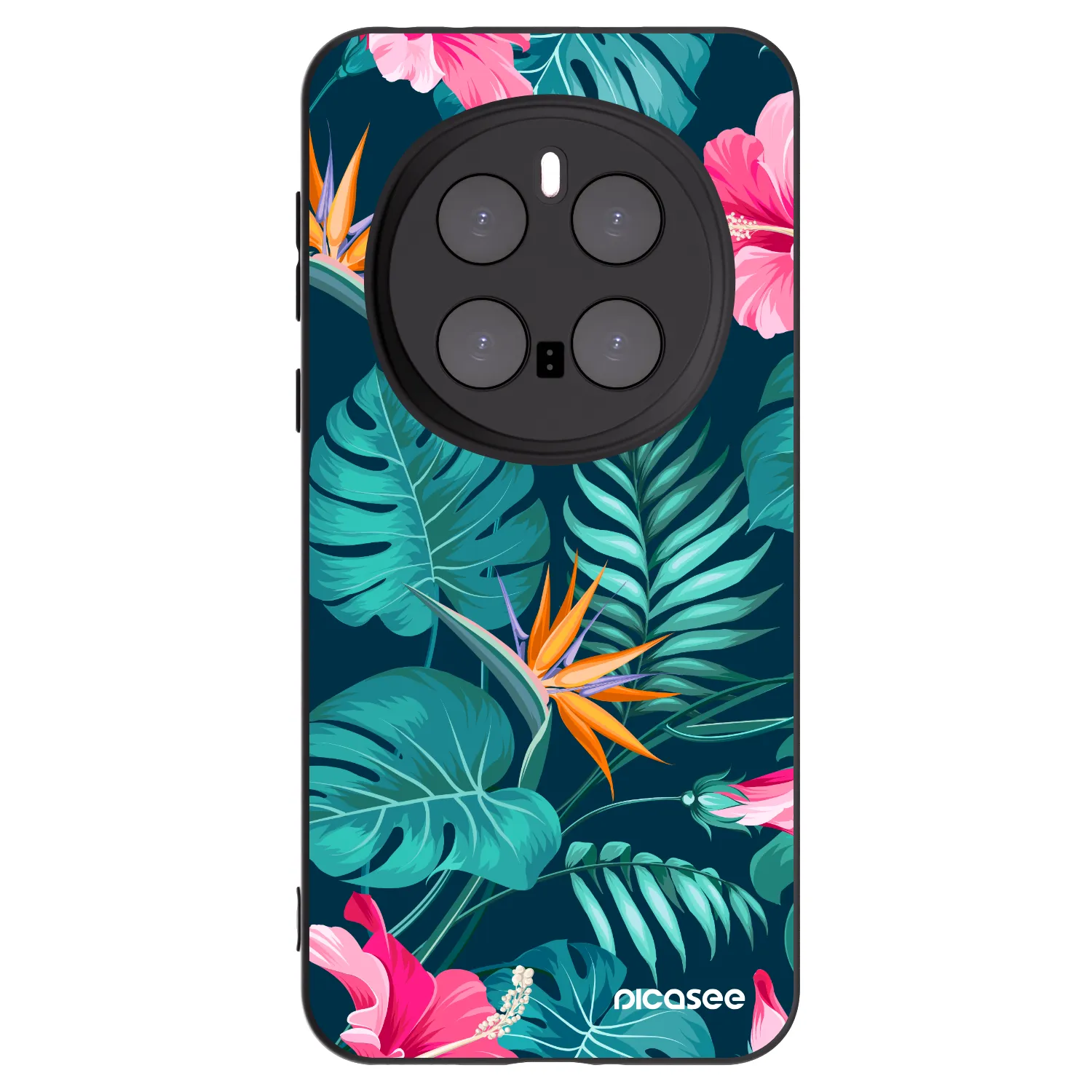 Picasee Μαύρη θήκη σιλικόνης για Honor Magic7 Pro 5G - Pink Monstera