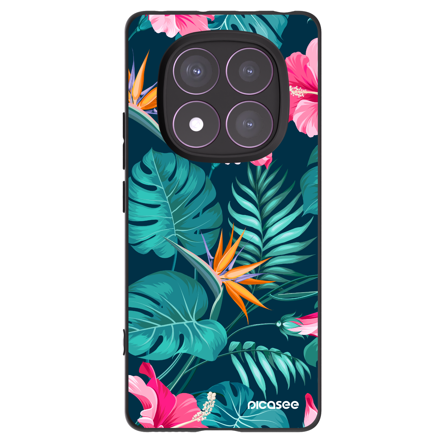 Picasee Μαύρη θήκη σιλικόνης για Xiaomi Redmi Note 14 Pro 4G - Pink Monstera