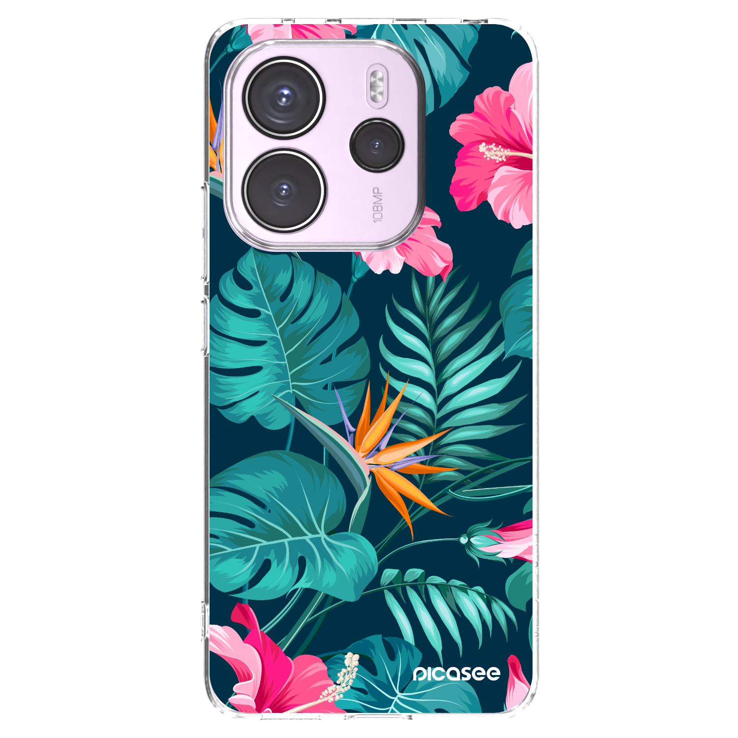 Picasee διαφανής θήκη σιλικόνης Xiaomi Redmi Note 14 4G - Pink Monstera