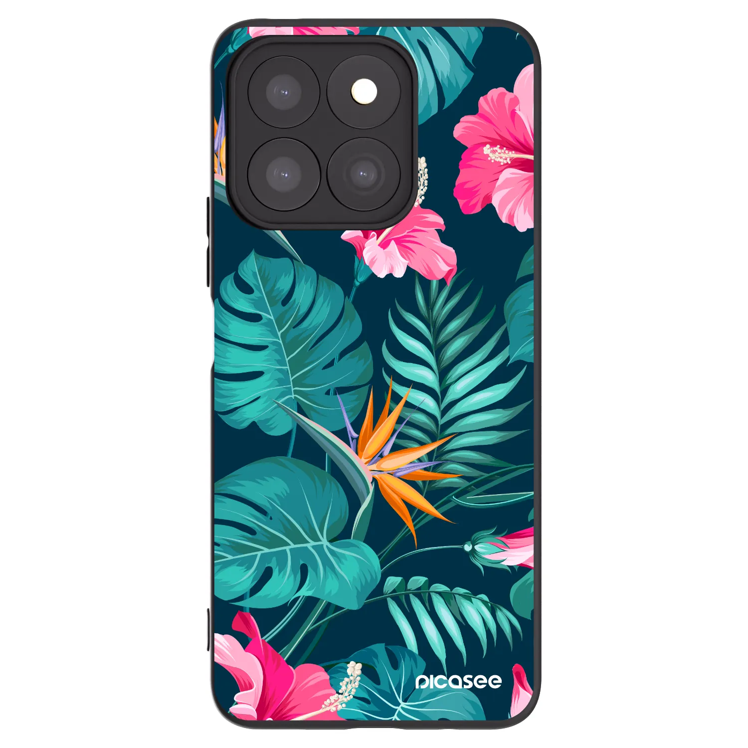 Picasee Μαύρη θήκη σιλικόνης για Honor X8c - Pink Monstera