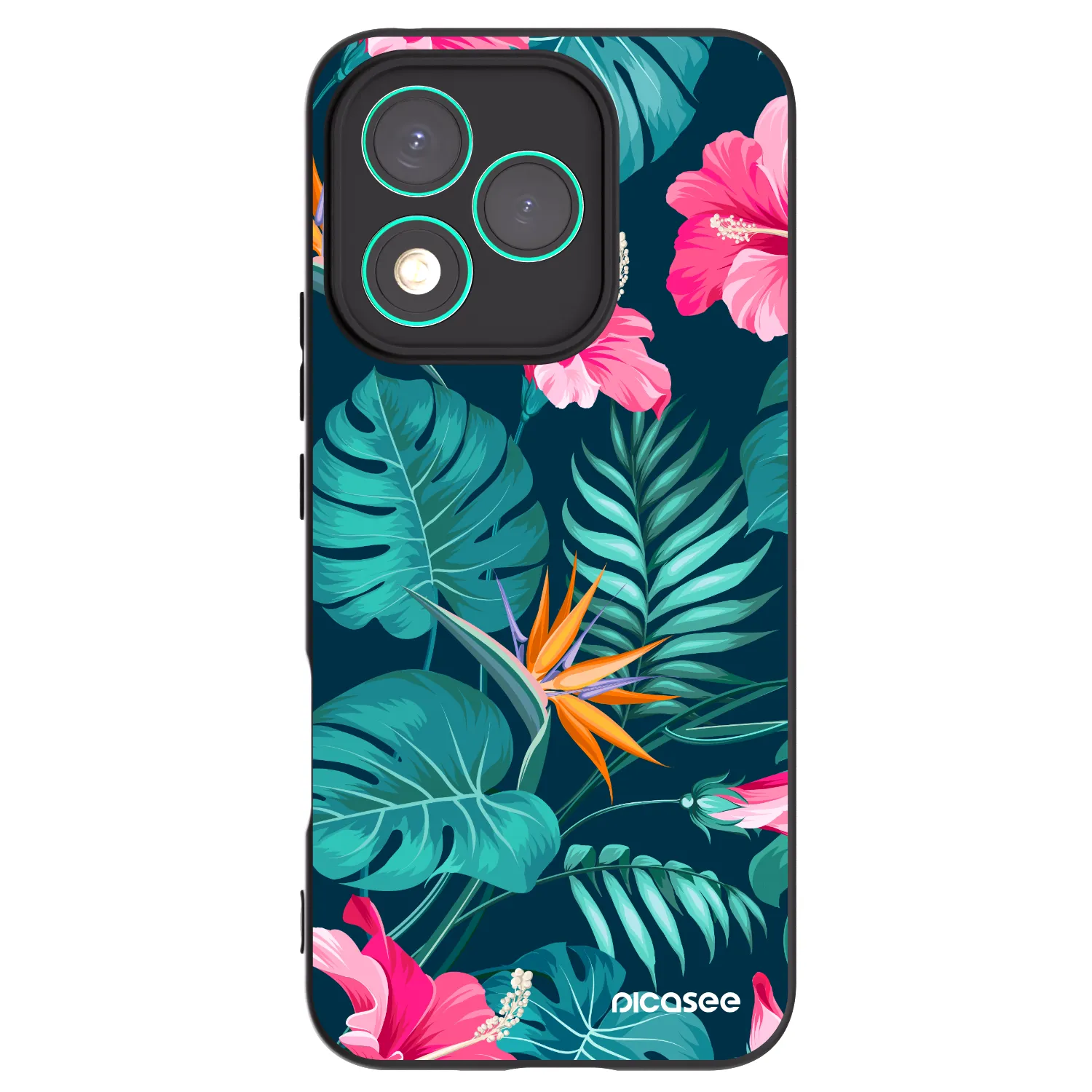 Picasee Μαύρη θήκη σιλικόνης για Honor 400 Lite 5G - Pink Monstera