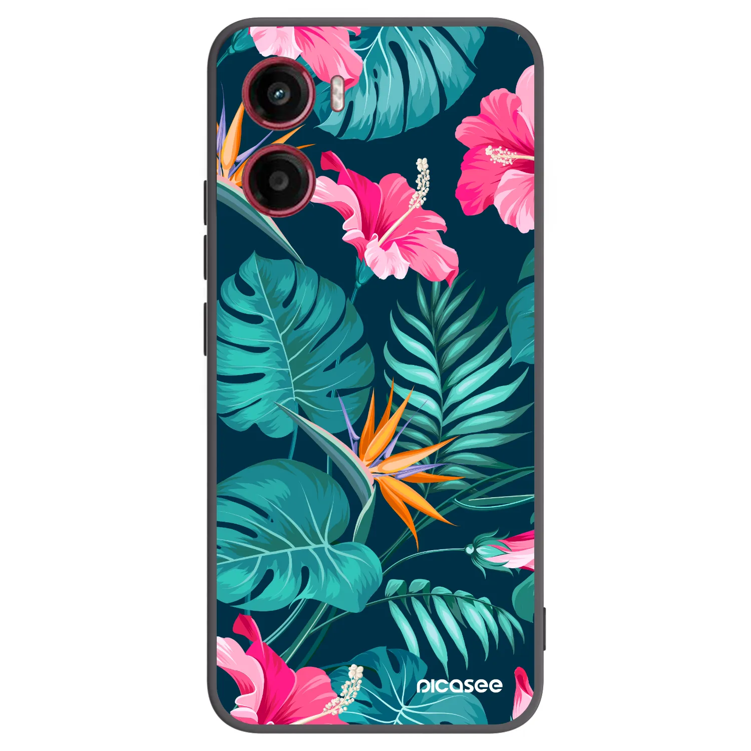 Picasee Μαύρη θήκη σιλικόνης για Motorola Moto G05 - Pink Monstera