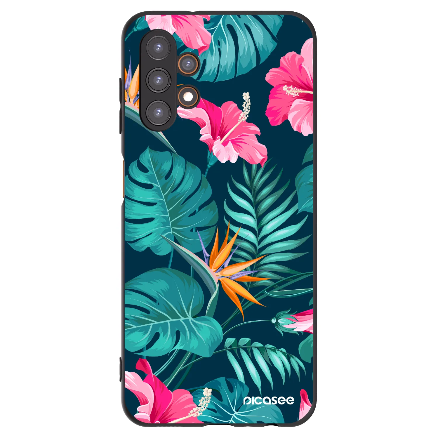 Picasee Μαύρη θήκη σιλικόνης για Samsung Galaxy A13 5G - Pink Monstera