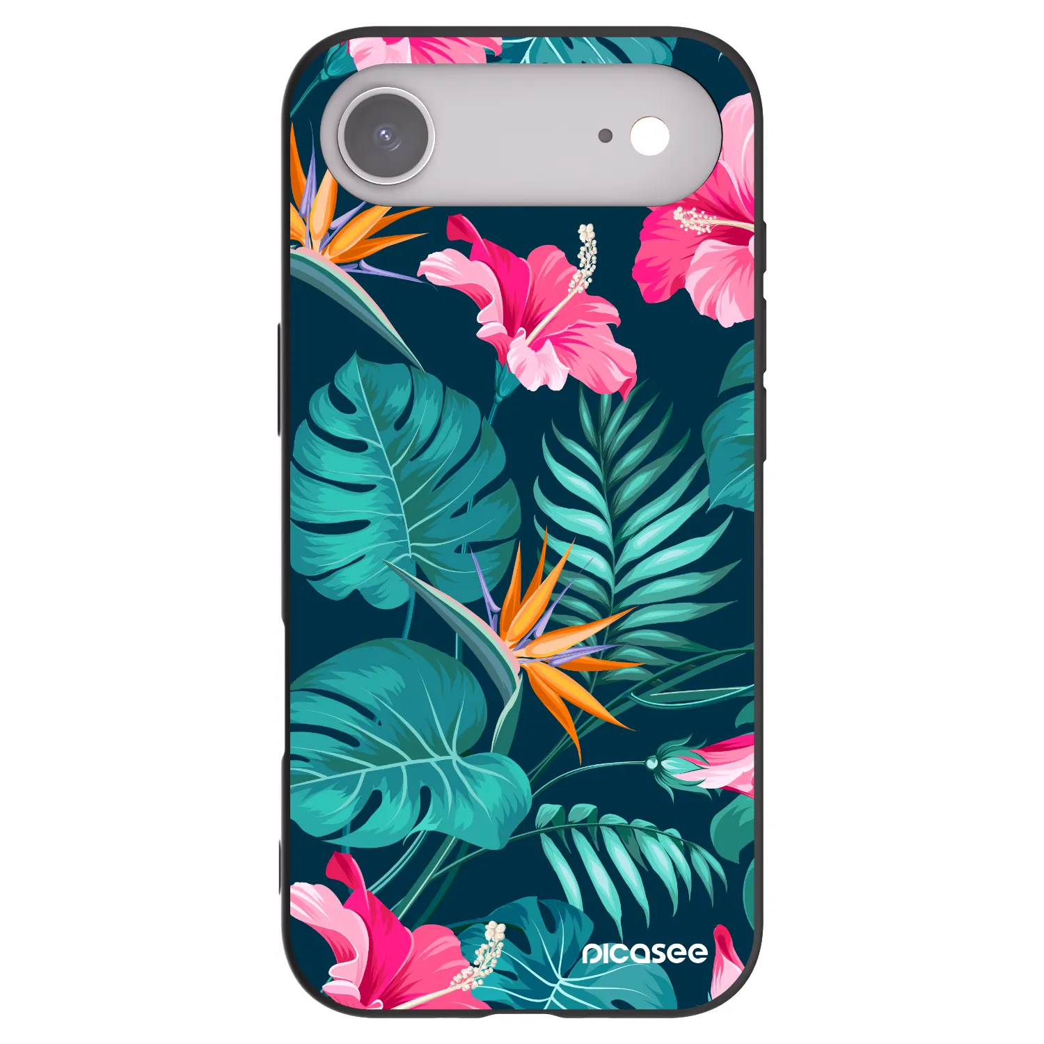 Picasee Μαύρη θήκη σιλικόνης για Apple iPhone Air - Pink Monstera