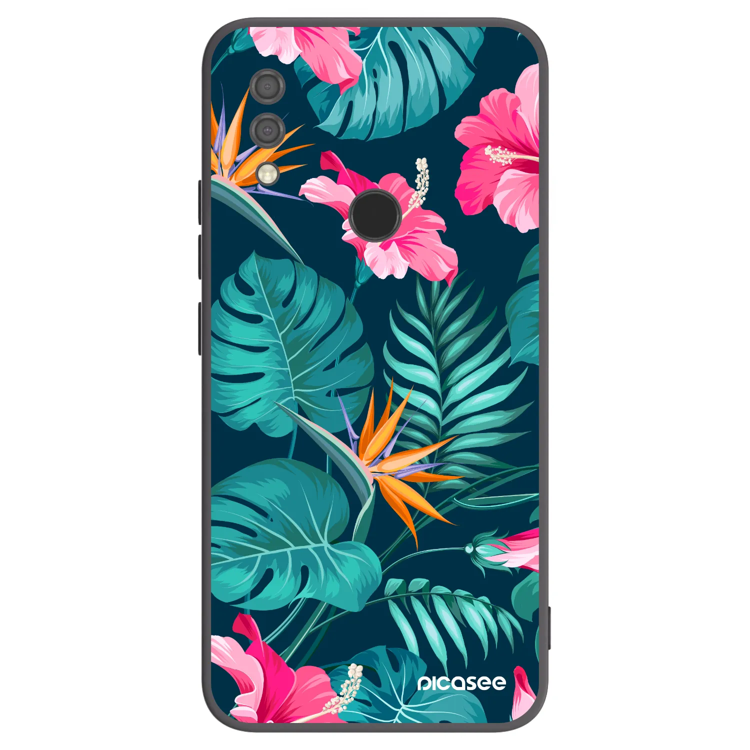 Picasee Μαύρη θήκη σιλικόνης για Xiaomi Redmi 7 - Pink Monstera