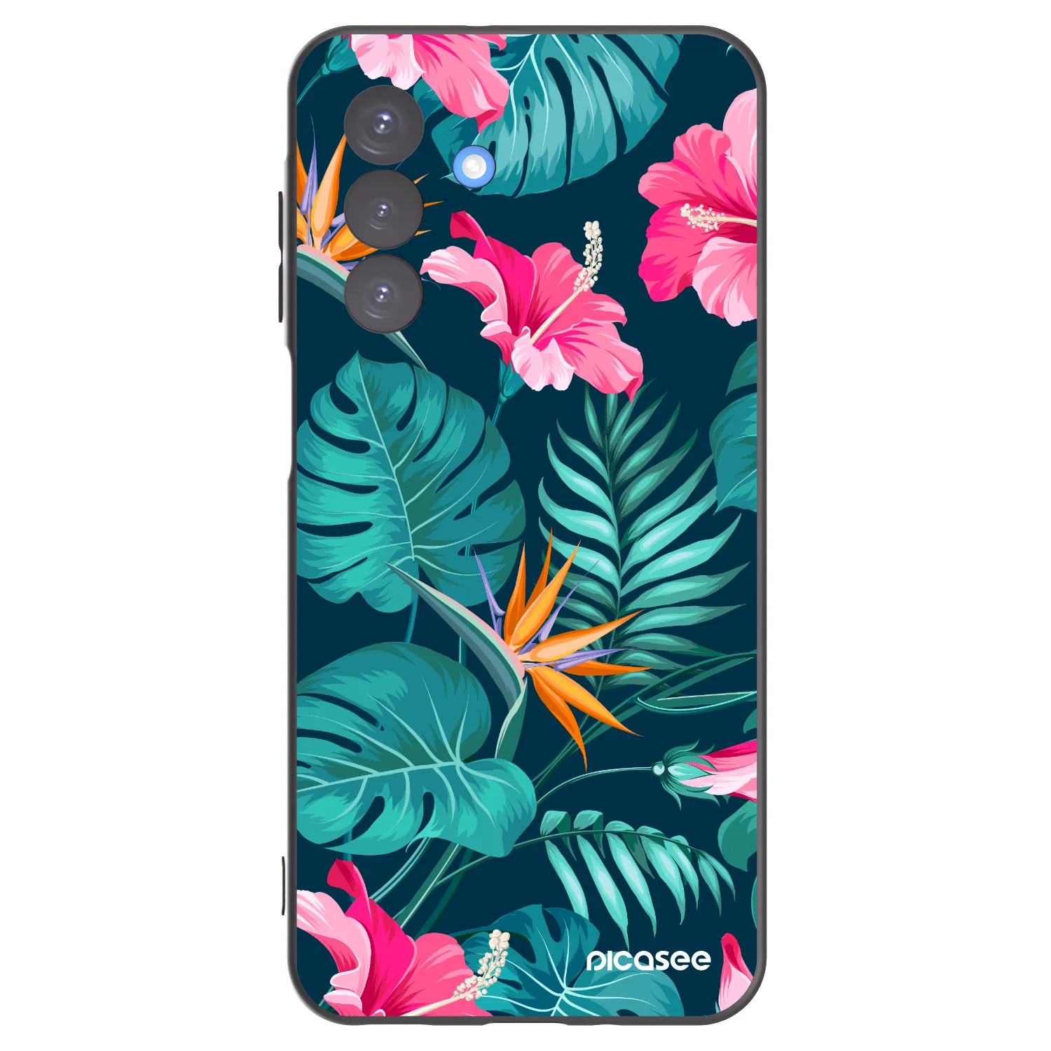 Picasee Μαύρη θήκη σιλικόνης για Samsung Galaxy A17 5G - Pink Monstera