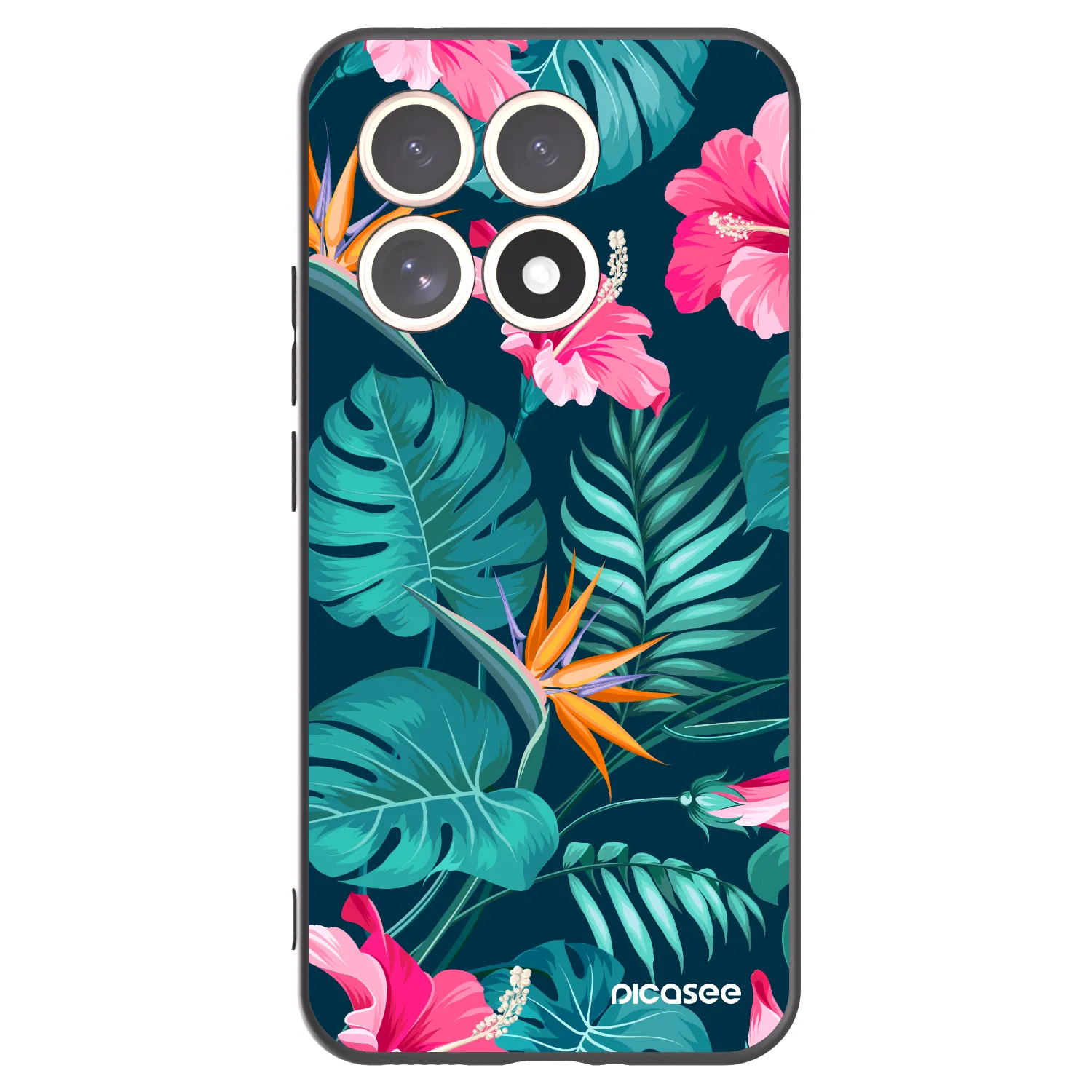 Picasee Μαύρη θήκη σιλικόνης για Xiaomi 15T - Pink Monstera