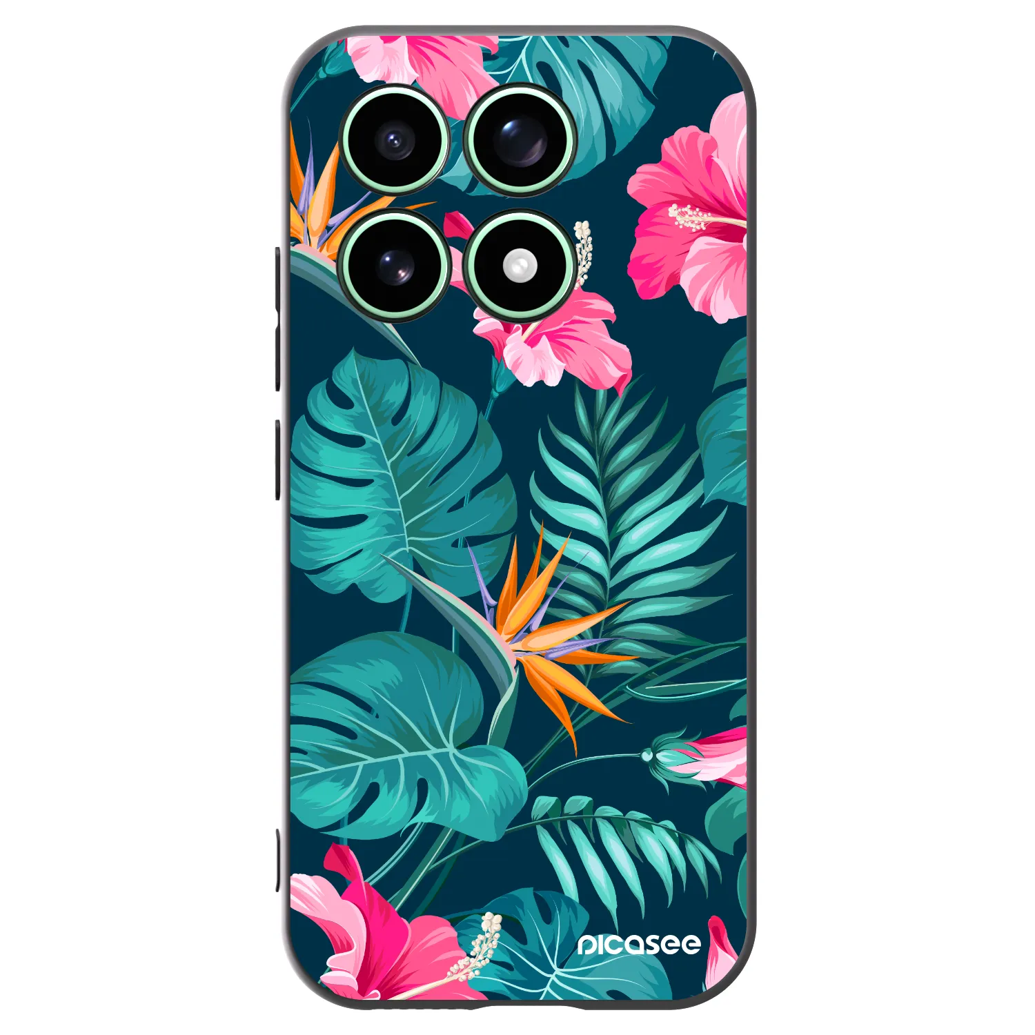 Picasee Μαύρη θήκη σιλικόνης για Xiaomi 17 - Pink Monstera