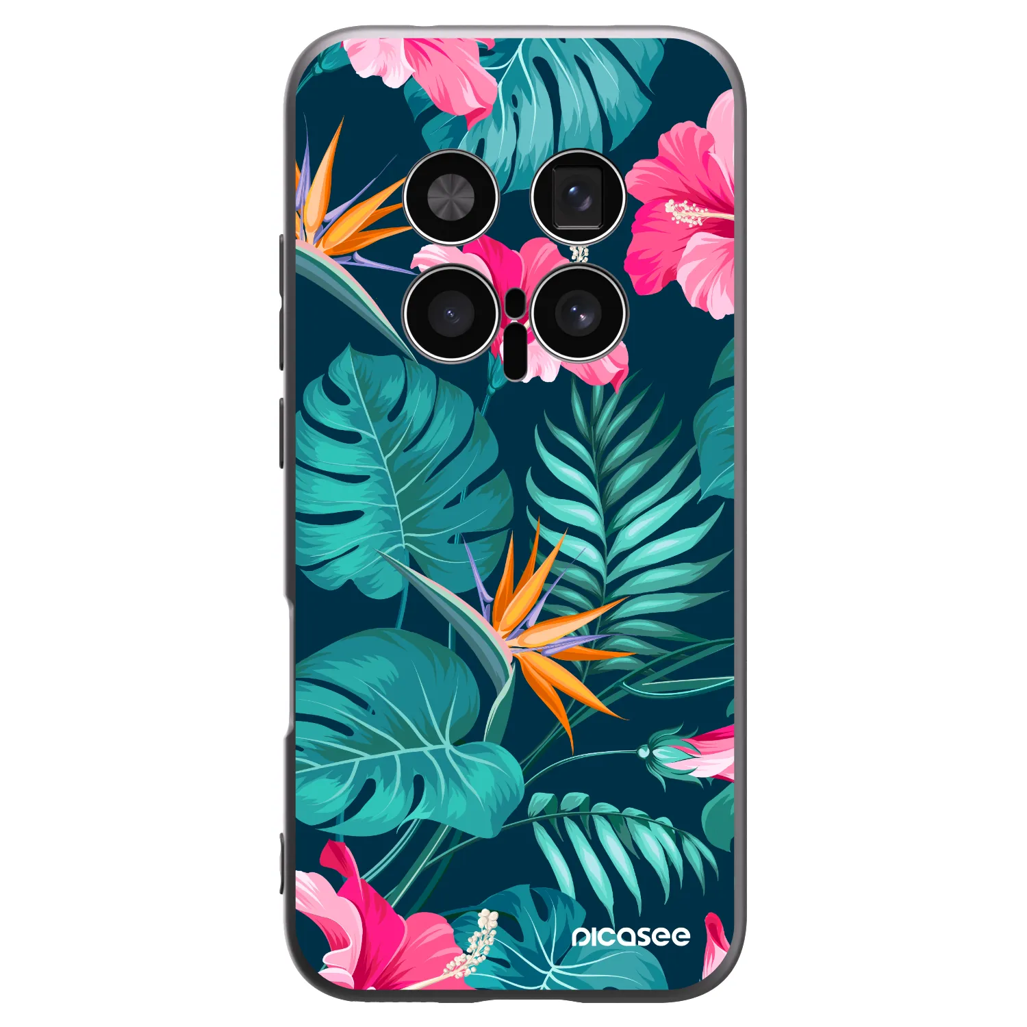 Picasee Μαύρη θήκη σιλικόνης για Honor Magic8 Pro 5G - Pink Monstera