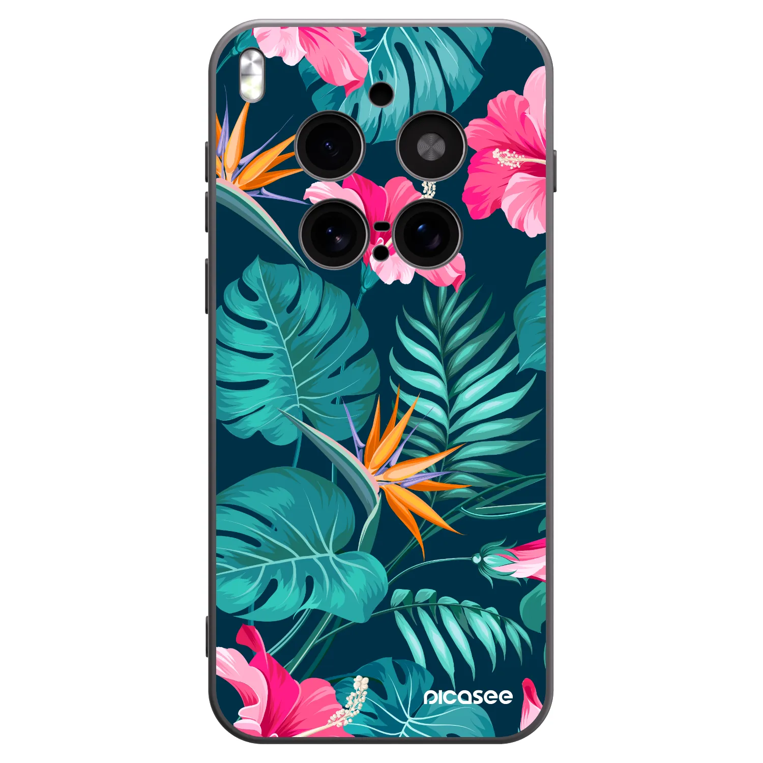 Picasee Μαύρη θήκη σιλικόνης για Vivo X300 Pro - Pink Monstera