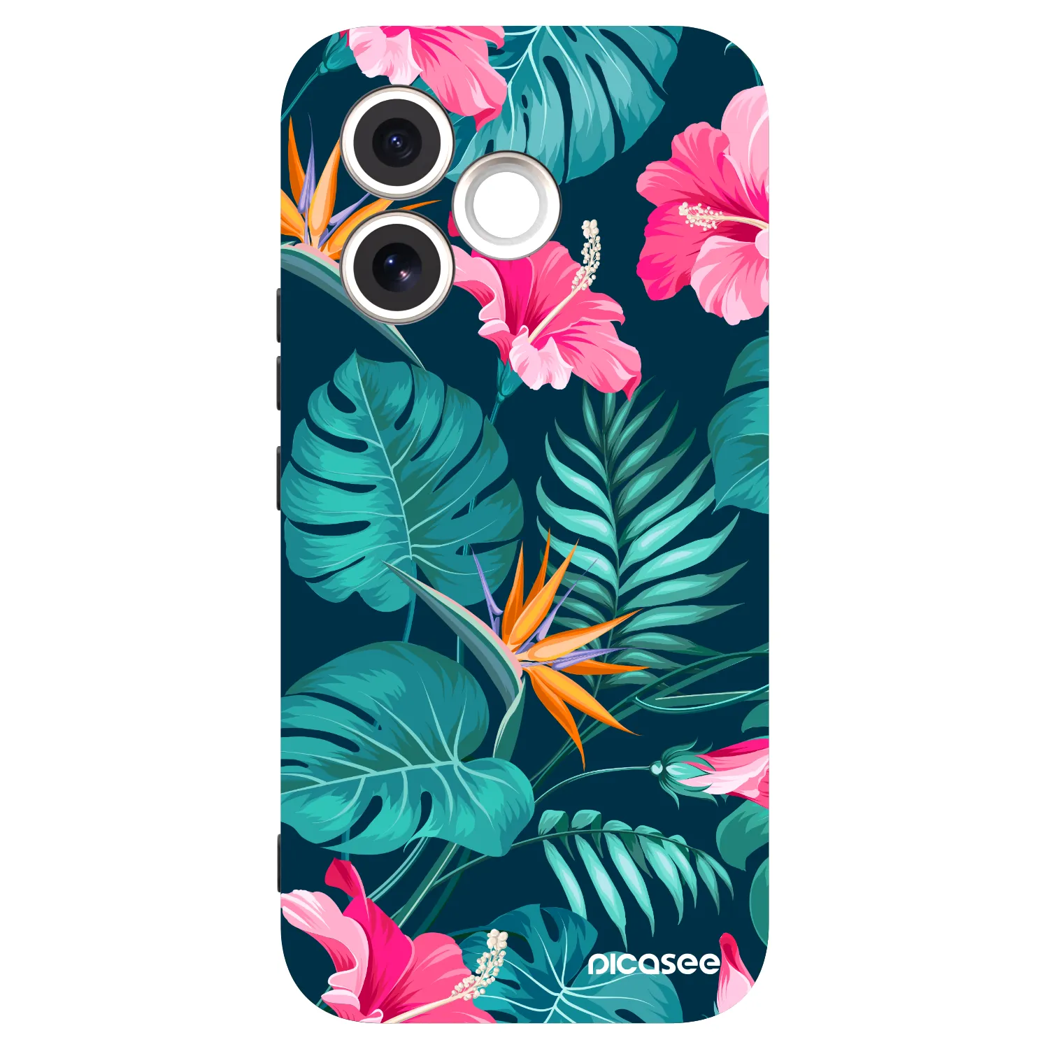 Picasee Μαύρη θήκη σιλικόνης για Honor 600 Lite - Pink Monstera