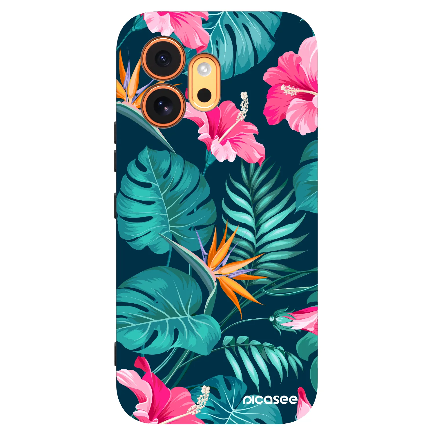Picasee Μαύρη θήκη σιλικόνης για Honor 600 - Pink Monstera