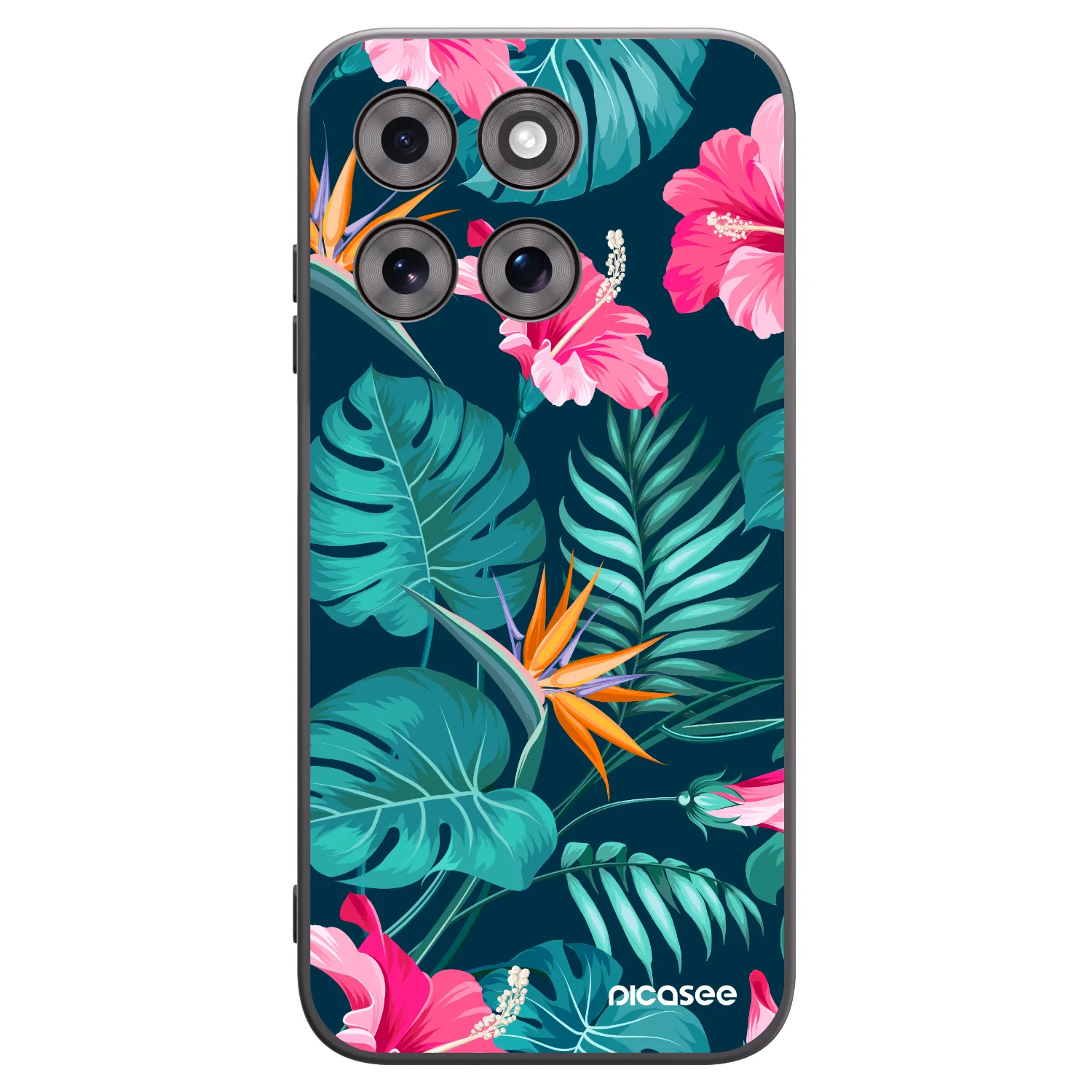 Picasee Μαύρη θήκη σιλικόνης για Motorola Moto G77 - Pink Monstera
