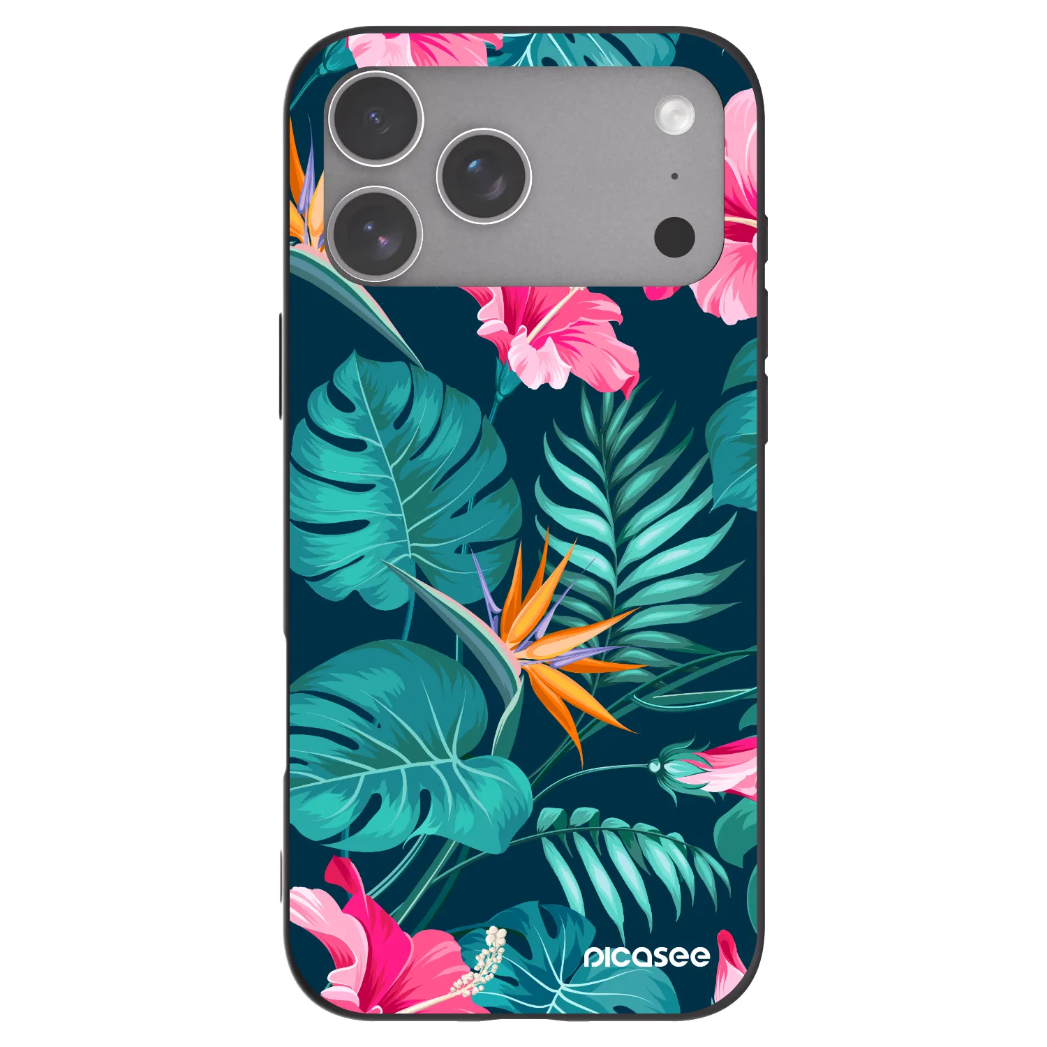 Picasee Μαύρη θήκη σιλικόνης για Apple iPhone 18 Pro Max - Pink Monstera