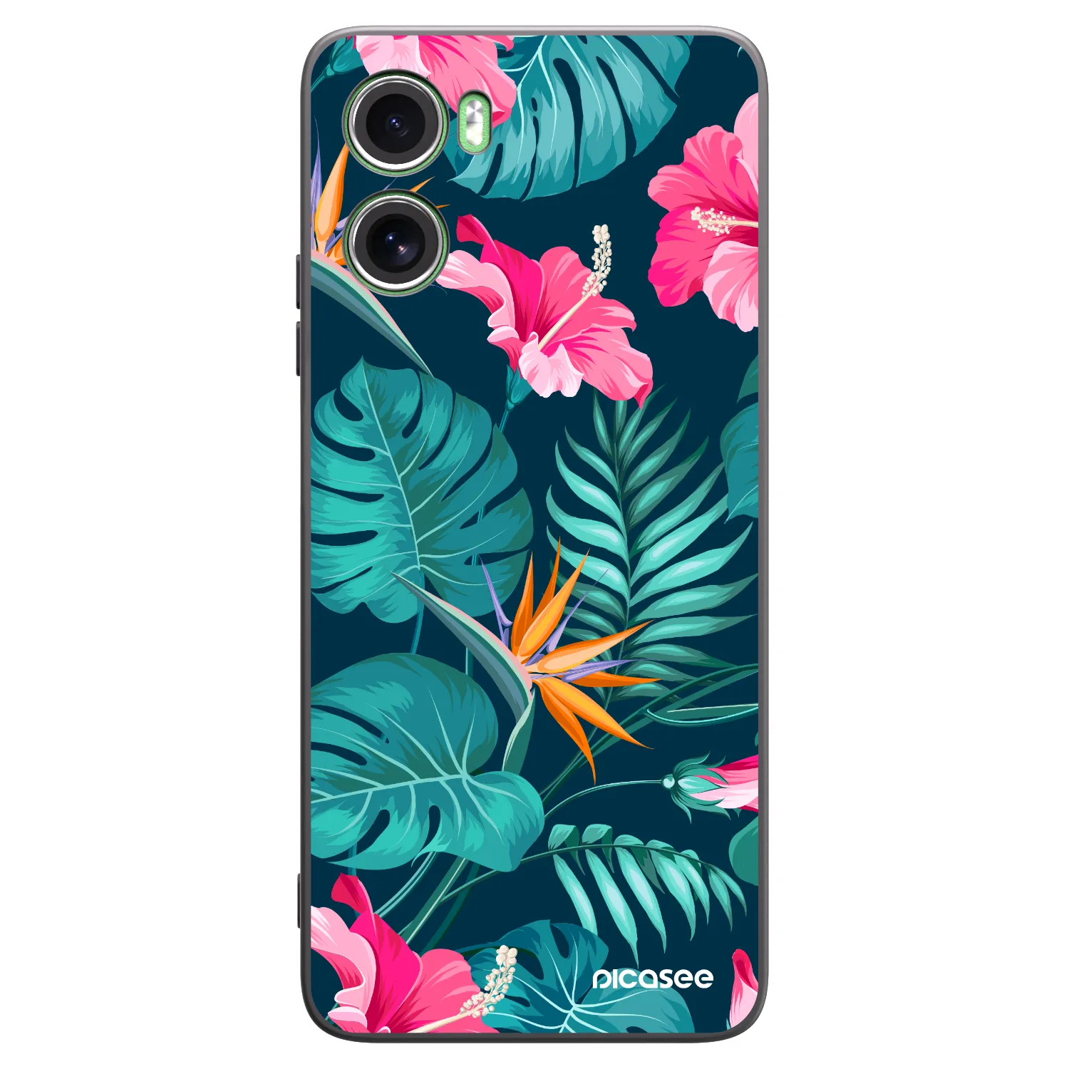 Picasee Μαύρη θήκη σιλικόνης για Motorola Moto G06 - Pink Monstera