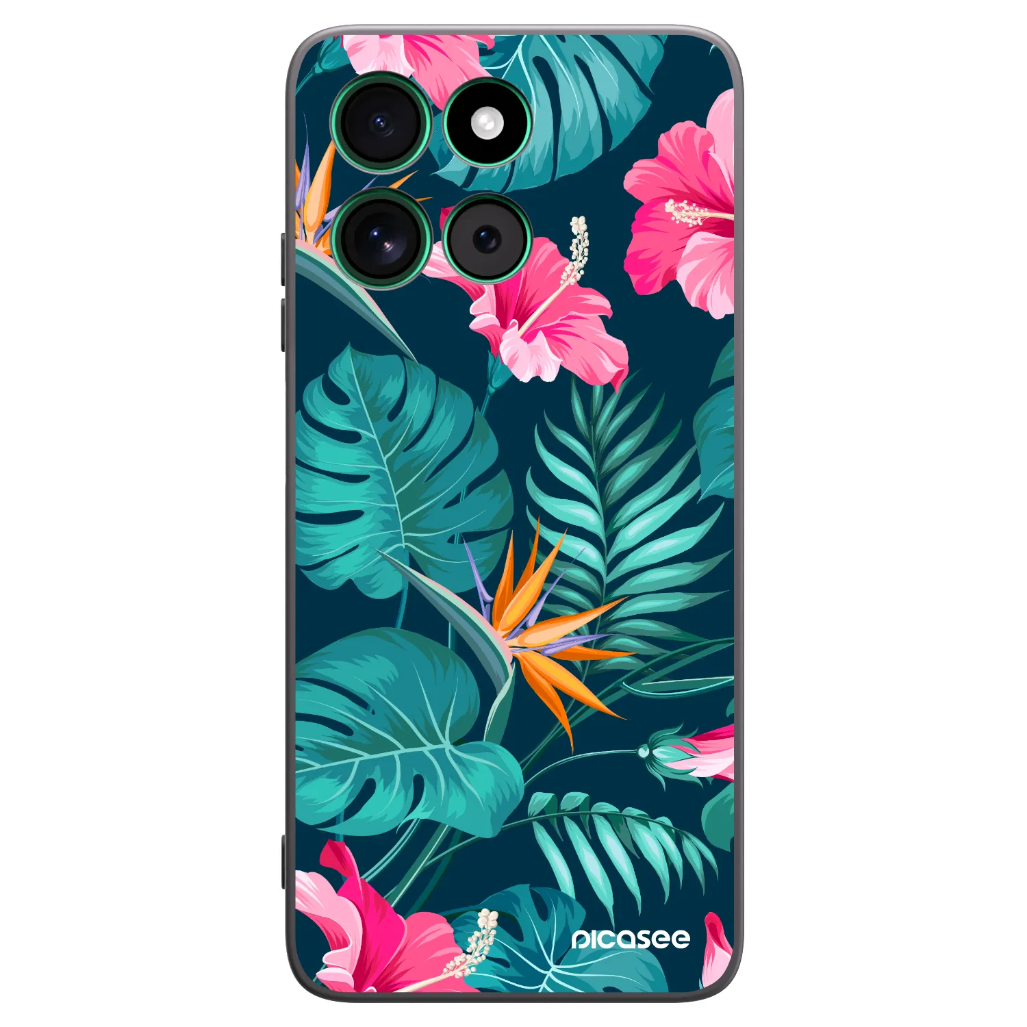 Picasee Μαύρη θήκη σιλικόνης για Motorola Moto G57 Power - Pink Monstera
