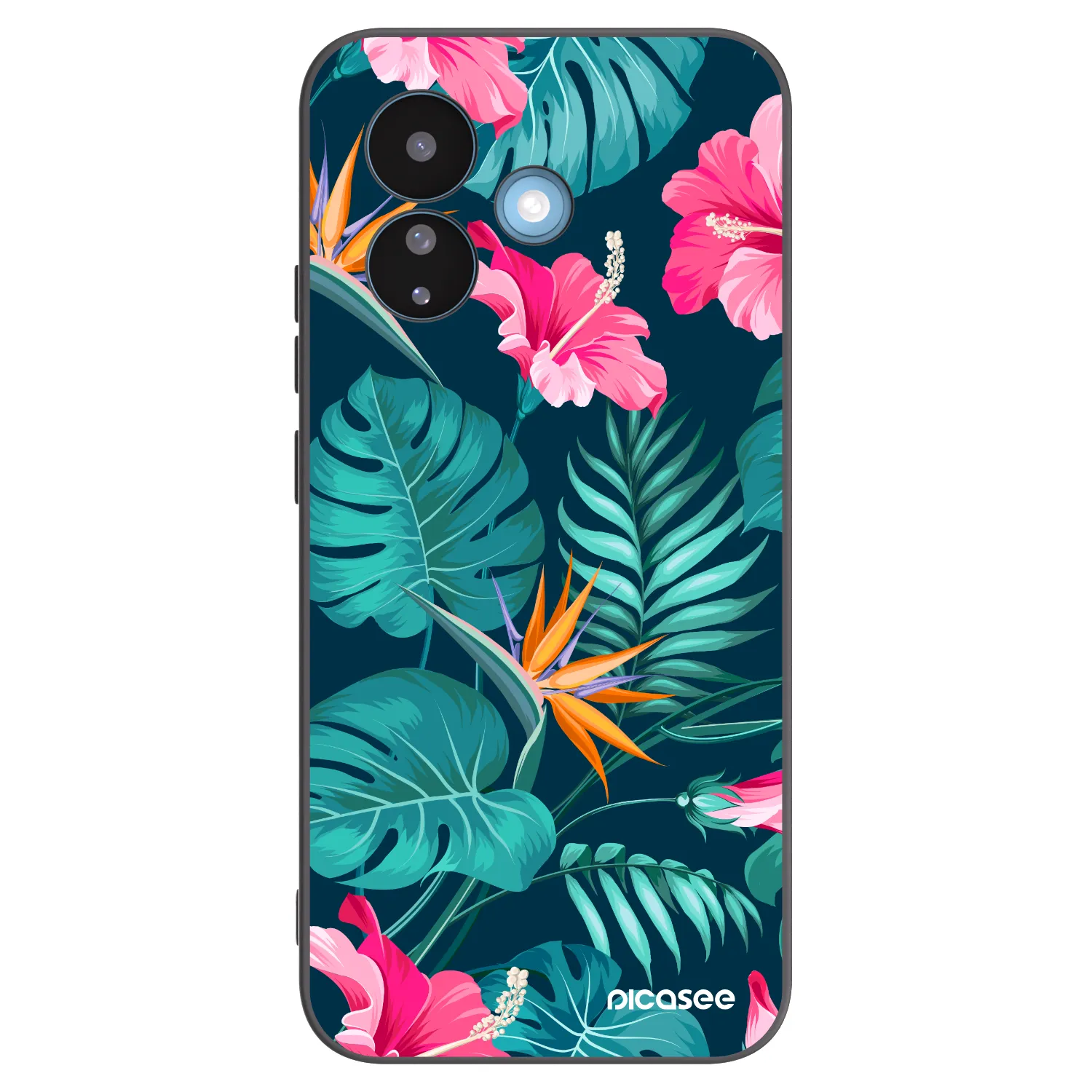 Picasee Μαύρη θήκη σιλικόνης για Xiaomi Redmi Note 17 Pro 5G - Pink Monstera
