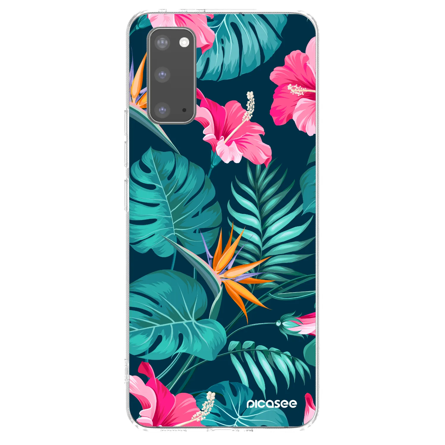 Picasee διαφανής θήκη σιλικόνης Samsung Galaxy S20 G980F - Pink Monstera