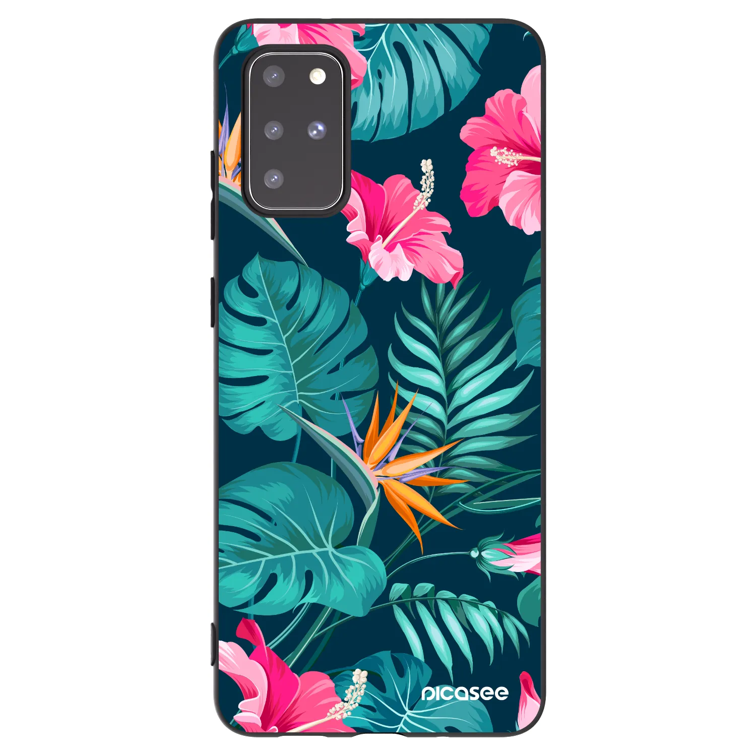 Picasee Μαύρη θήκη σιλικόνης για Samsung Galaxy S20+ G985F - Pink Monstera