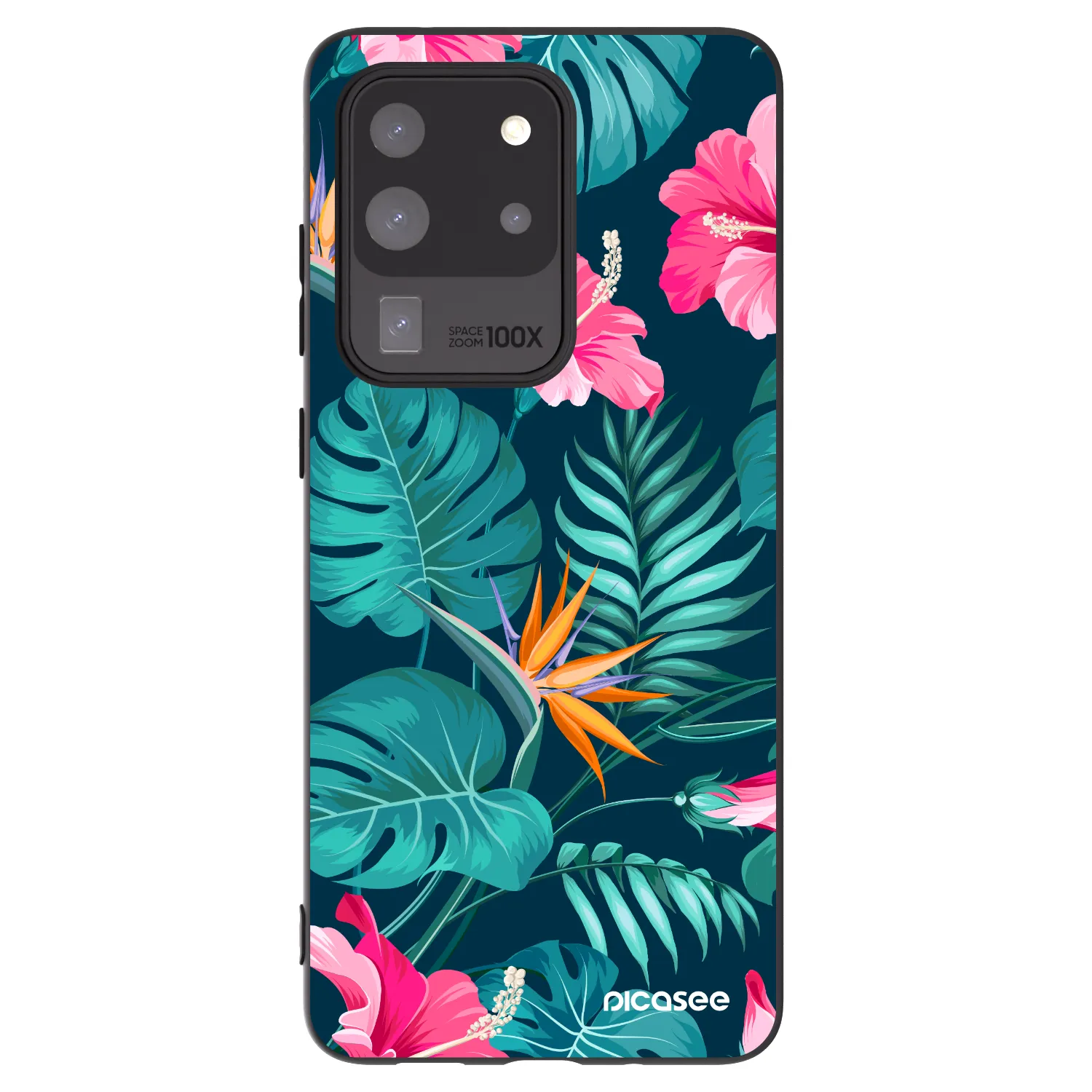 Picasee Μαύρη θήκη σιλικόνης για Samsung Galaxy S20 Ultra 5G G988F - Pink Monstera