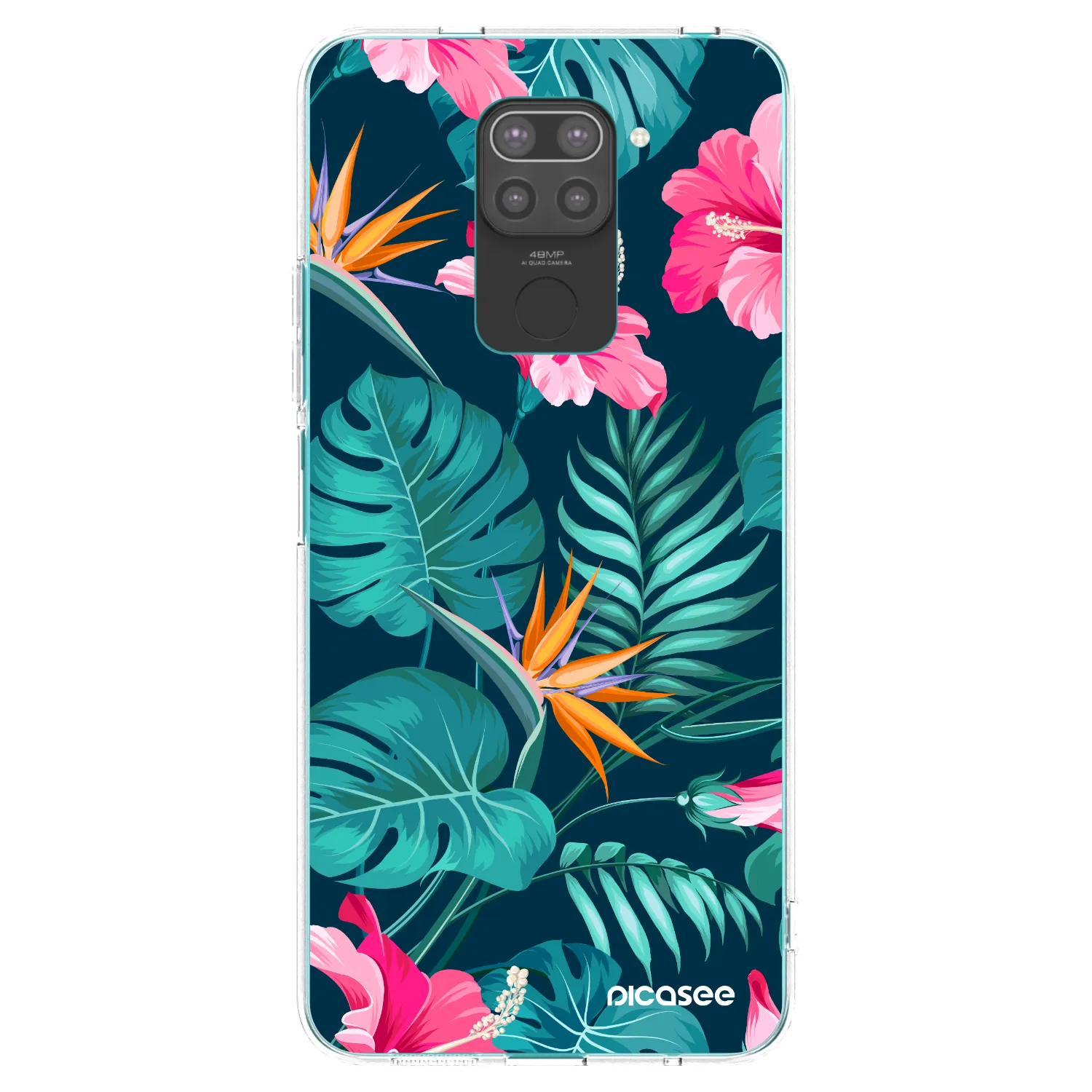 Picasee Μαύρη θήκη σιλικόνης για Xiaomi Redmi Note 9 - Pink Monstera