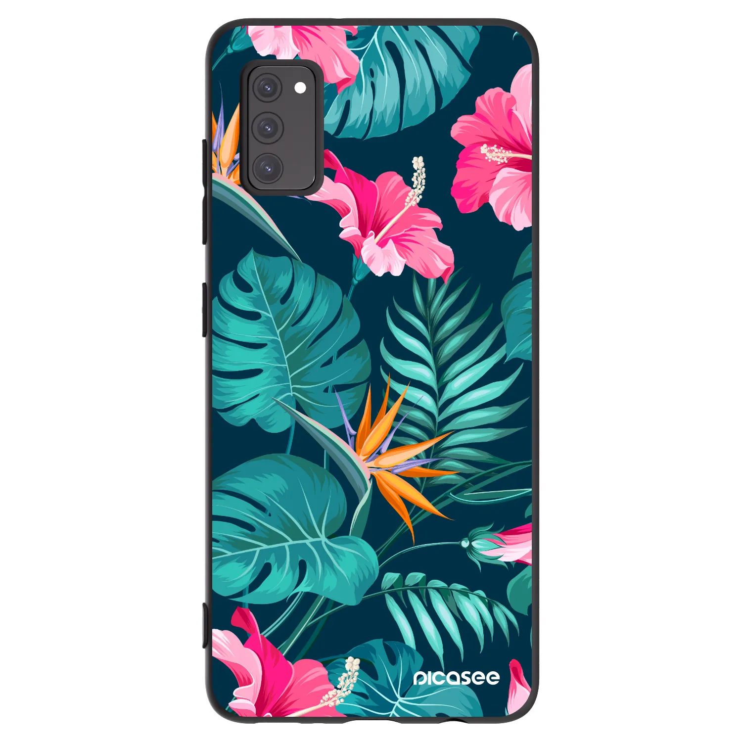 Picasee Μαύρη θήκη σιλικόνης για Samsung Galaxy A41 A415F - Pink Monstera