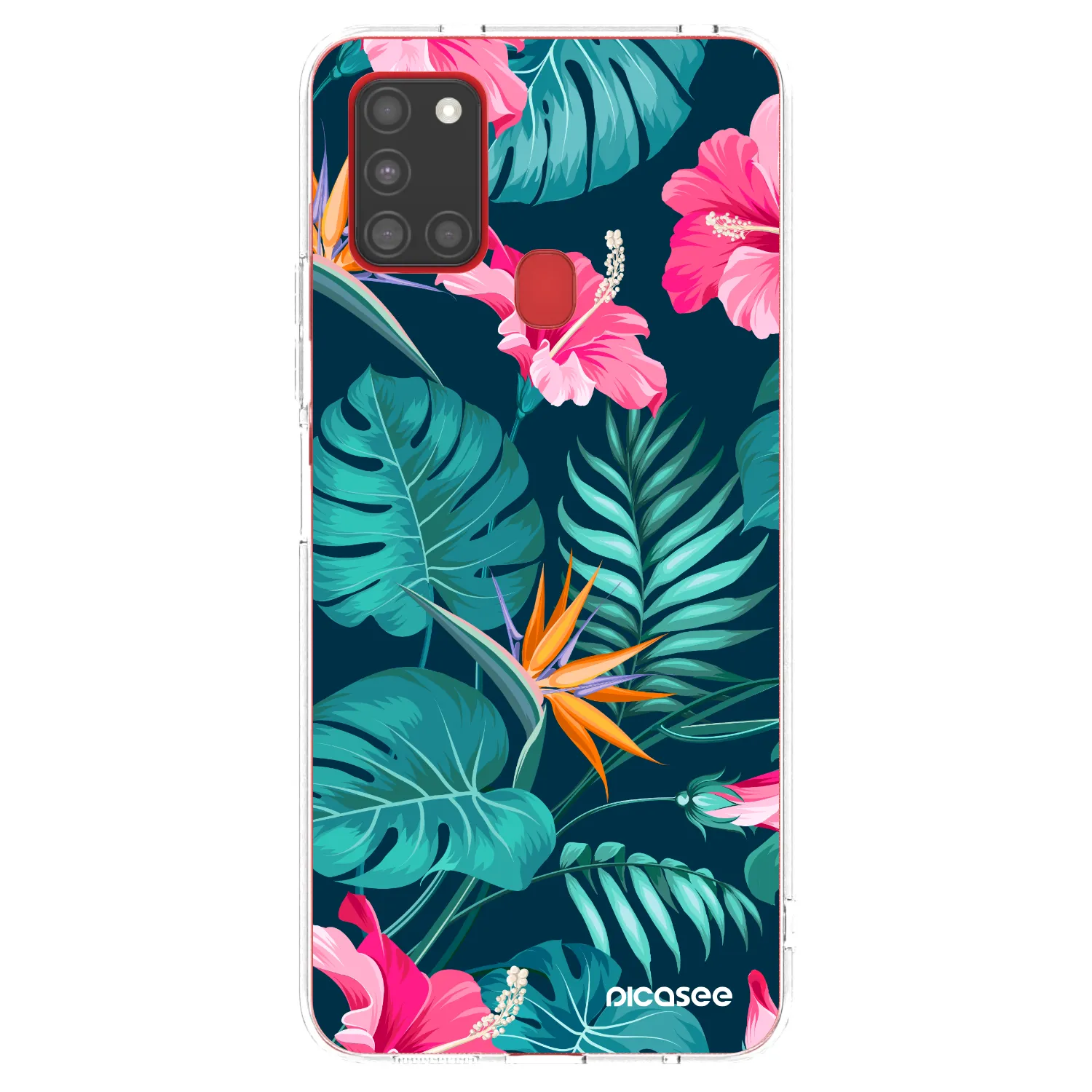 Picasee διαφανής θήκη σιλικόνης Samsung Galaxy A21s - Pink Monstera