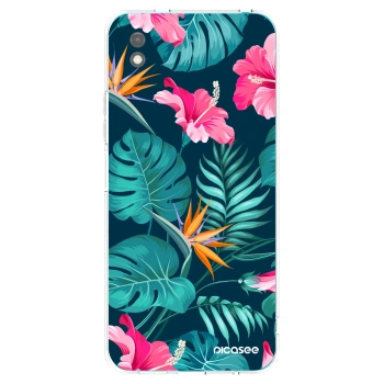 Picasee Μαύρη θήκη σιλικόνης για Xiaomi Redmi 9A - Pink Monstera