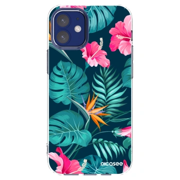 Picasee διαφανής θήκη σιλικόνης Apple iPhone 12 mini - Pink Monstera