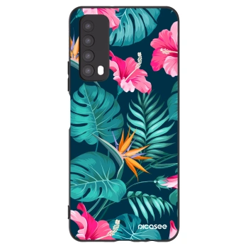 Picasee Μαύρη θήκη σιλικόνης για Huawei P Smart 2021 - Pink Monstera