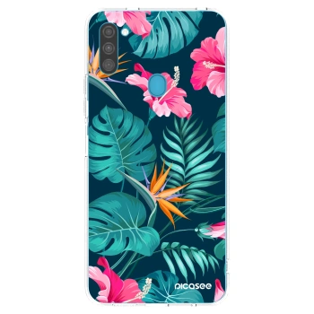 Picasee διαφανής θήκη σιλικόνης Samsung Galaxy M11 - Pink Monstera