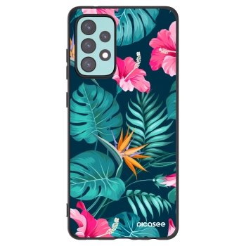 Picasee Μαύρη θήκη σιλικόνης για Samsung Galaxy A72 A725F - Pink Monstera