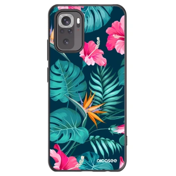 Picasee Μαύρη θήκη σιλικόνης για Xiaomi Redmi Note 10S - Pink Monstera