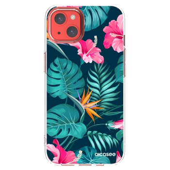 Picasee διαφανής θήκη σιλικόνης Apple iPhone 13 - Pink Monstera