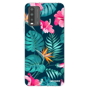 Picasee Μαύρη θήκη σιλικόνης για Xiaomi Redmi 9T - Pink Monstera